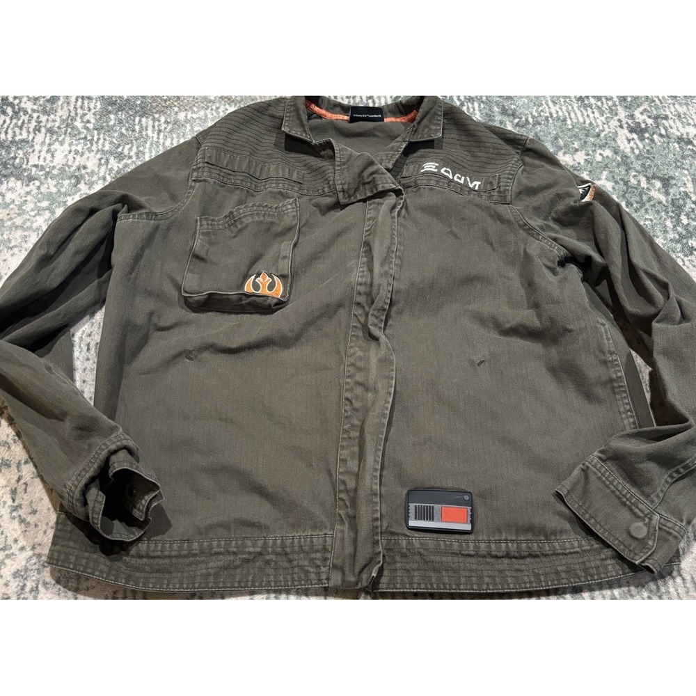 Star Wars Galaxy's Edge Resistance Logo Jacket Black Spire Outpost Size Large
